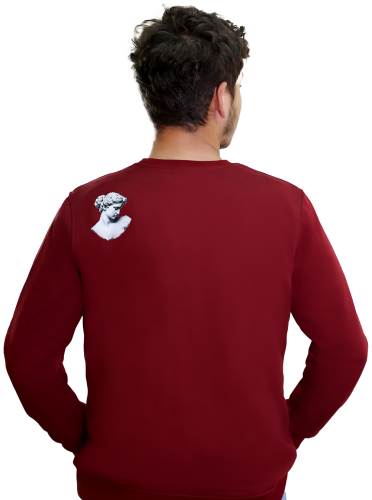 QO tomorrow Bisiklet Yaka Bordo Sweatshirt - 2