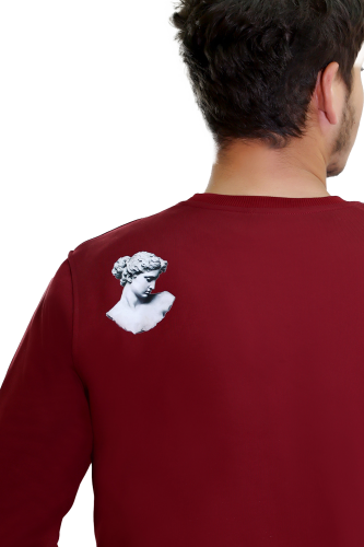 QO tomorrow Bisiklet Yaka Bordo Sweatshirt - 3