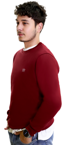 QO tomorrow Bisiklet Yaka Bordo Sweatshirt - 5