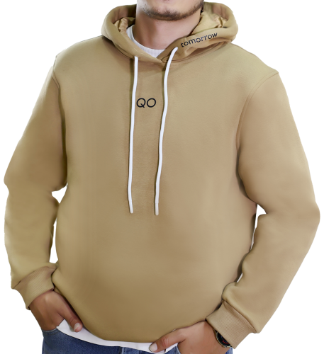 QO tomorrow Kapüşonlu Camel Sweatshirt - 1