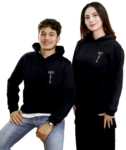 QO tomorrow Kapüşonlu Siyah Sweatshirt - 4